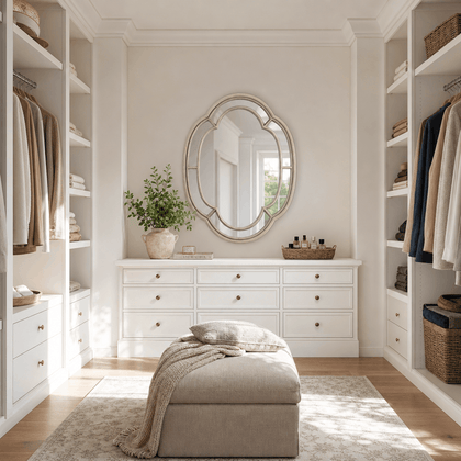 Quatrefoil Oval Mirror — styled interior view 2