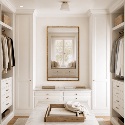 Slim Brass Mirror — styled interior view 2