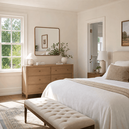 Soft Corner Square Mirror — styled interior view 1
