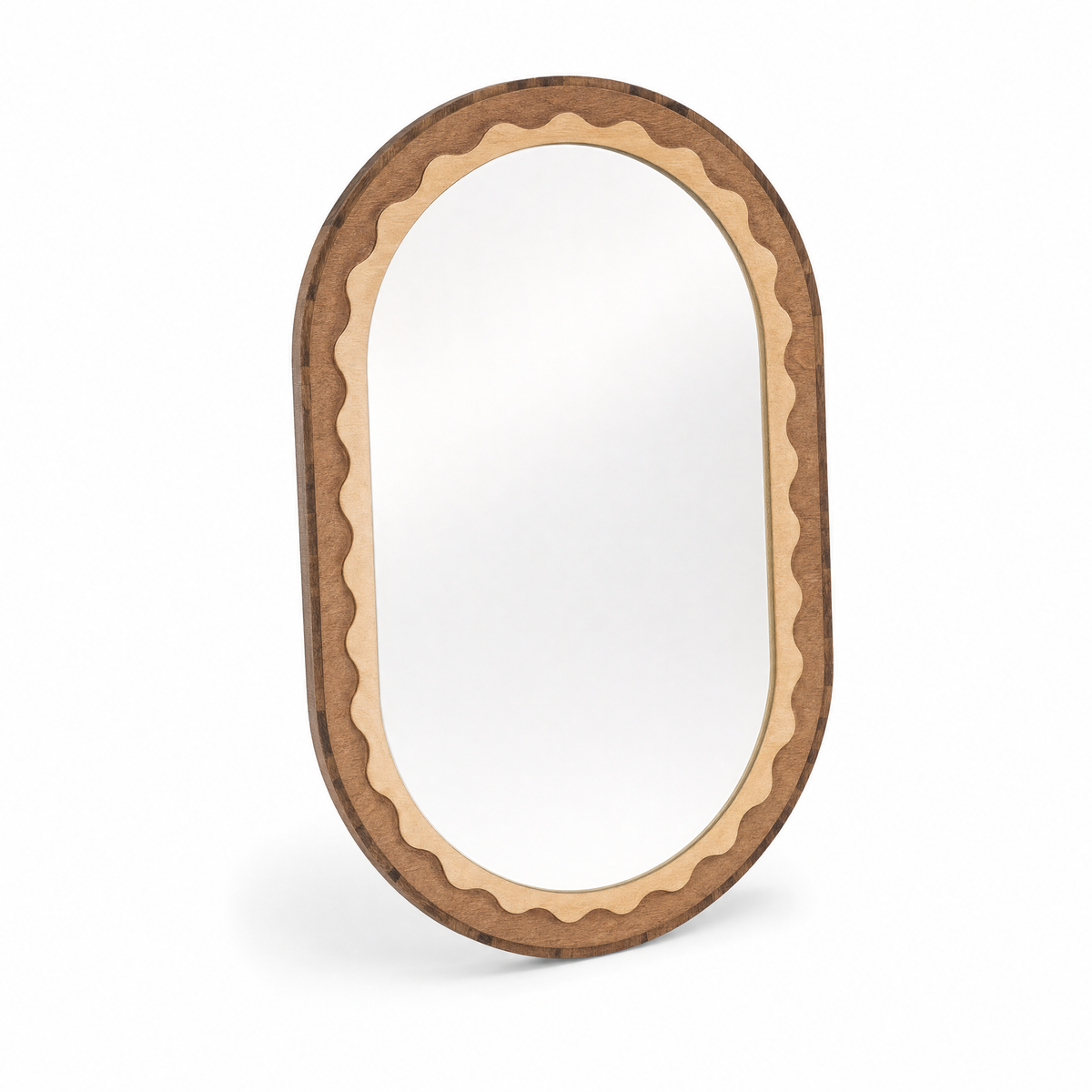 Wavy Wood Oval Mirror — product view