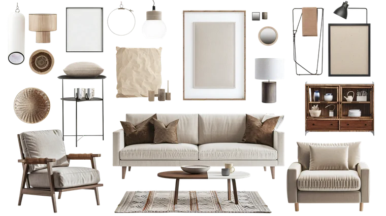 Interior chair and decor objects