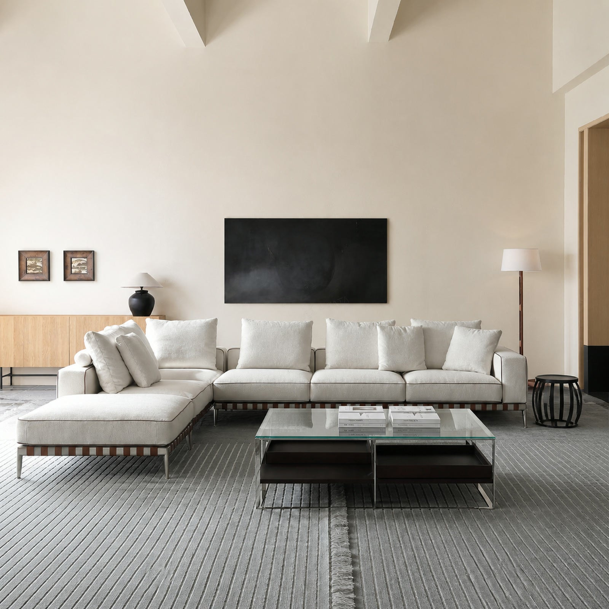 Elara Ivory Straight Sofa
