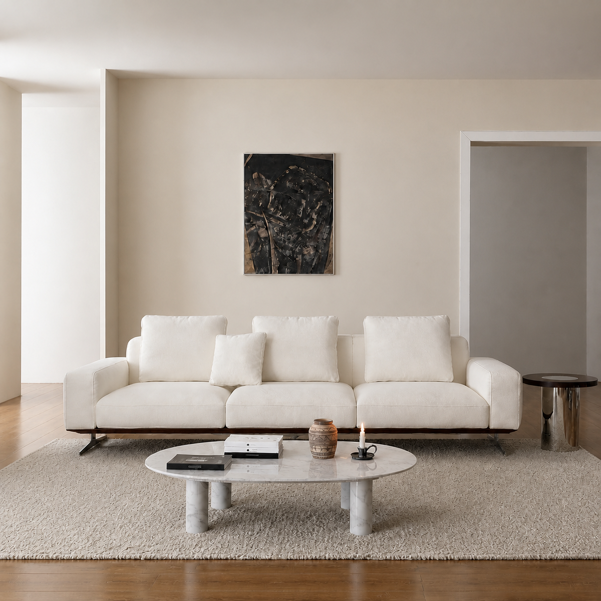 Elara Sand Straight Sofa