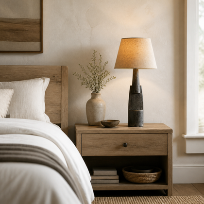Coralie Ridge Table Lamp — styled interior view 01