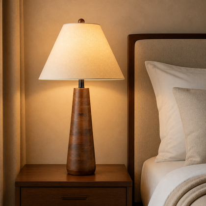 Dorian Wharf Table Lamp — styled interior view 01