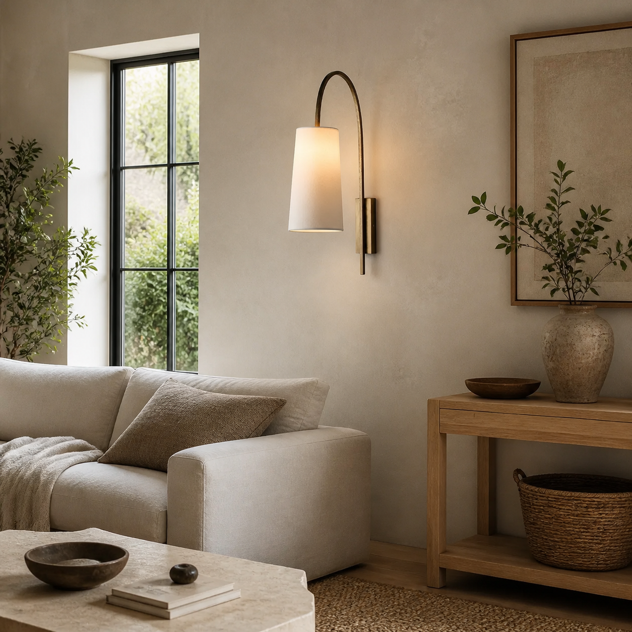 Coralie Cove Wall Sconce in a finished interior.