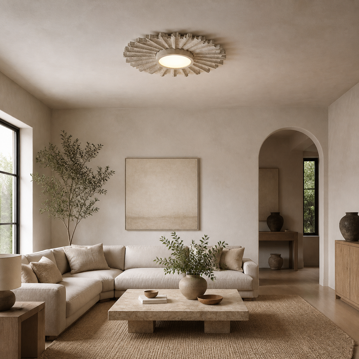 Bellamy Cove Ceiling Light in a finished interior.