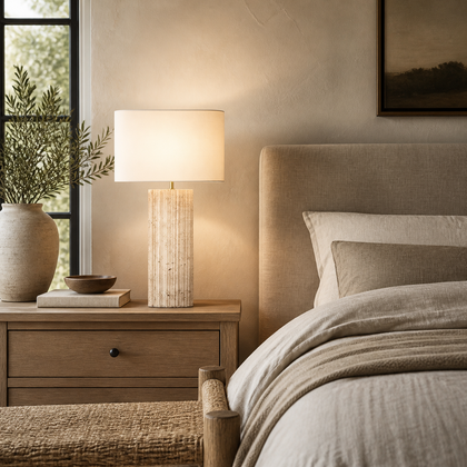 Fiora Hollow Table Lamp — styled interior view 01