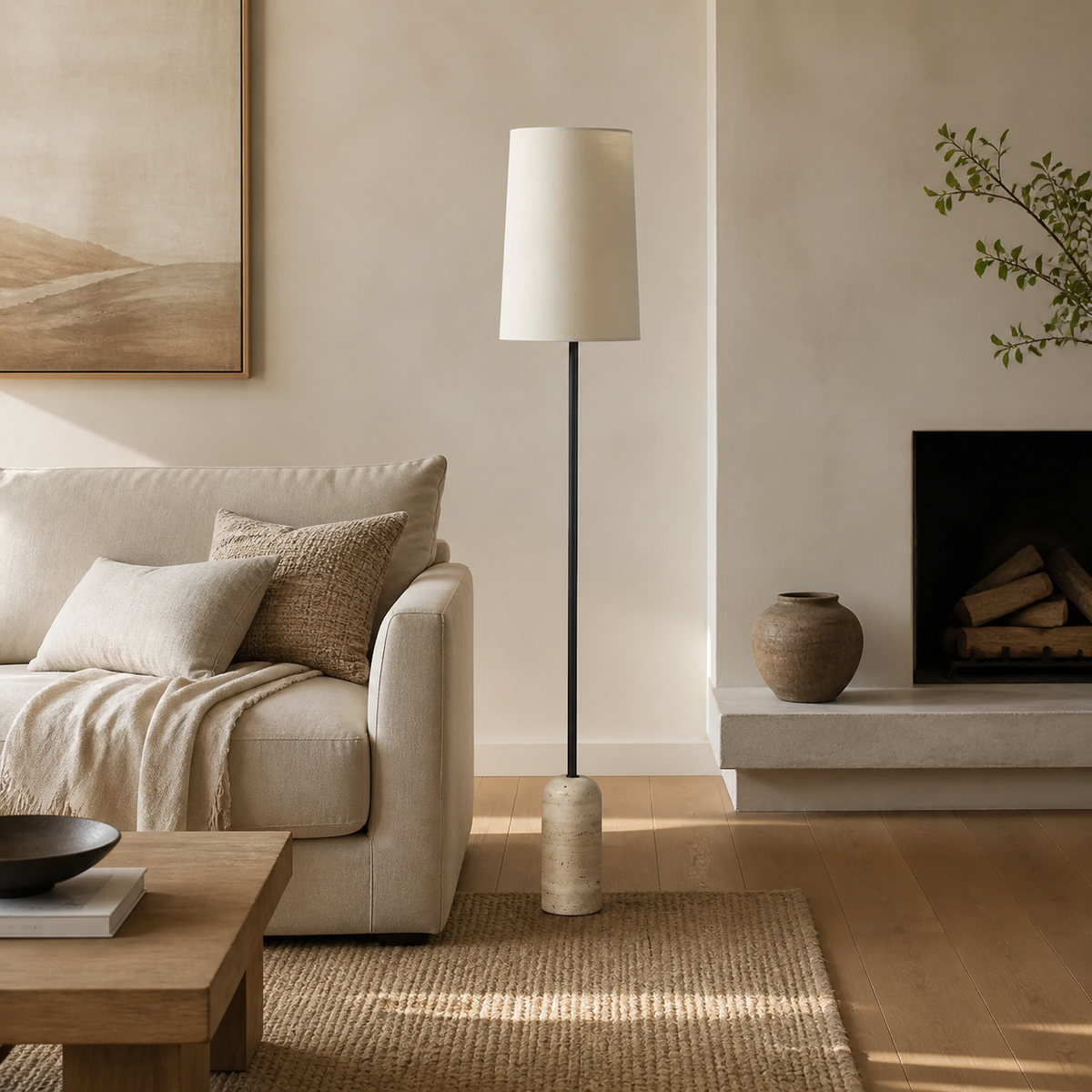 Coralie Terrace Floor Lamp in a finished interior.