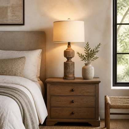 Hesper Hollow Table Lamp — styled interior view 01