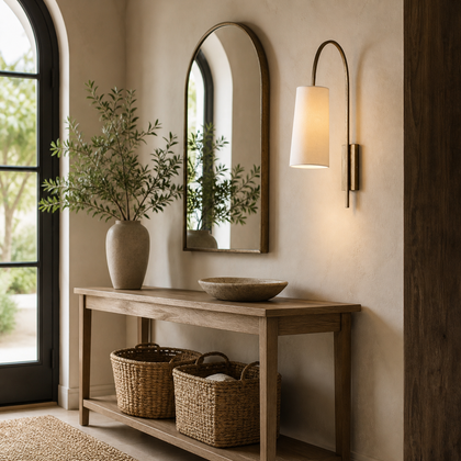 Coralie Cove Wall Sconce — styled interior view 03