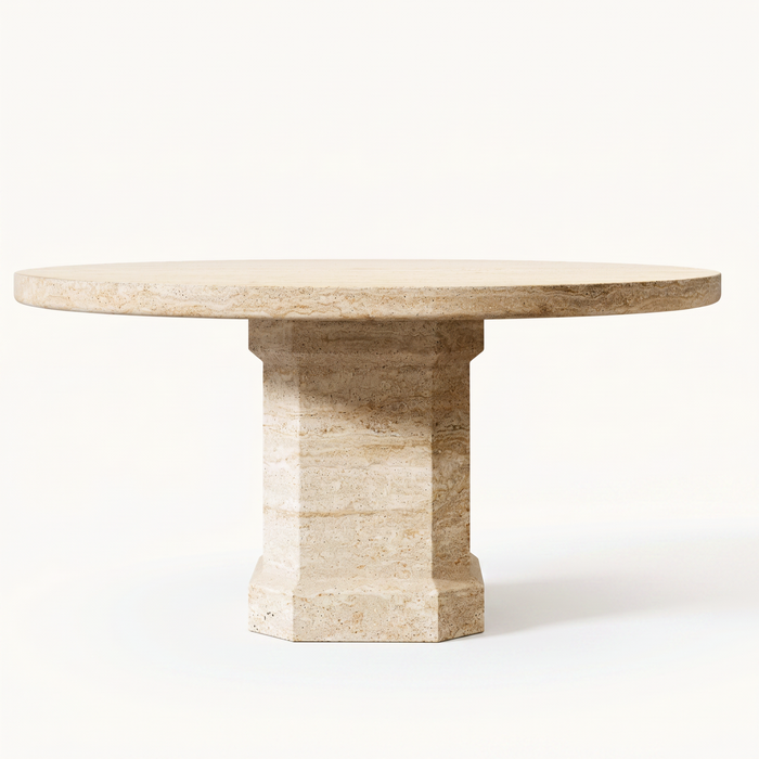 Paloma Round Travertine Table