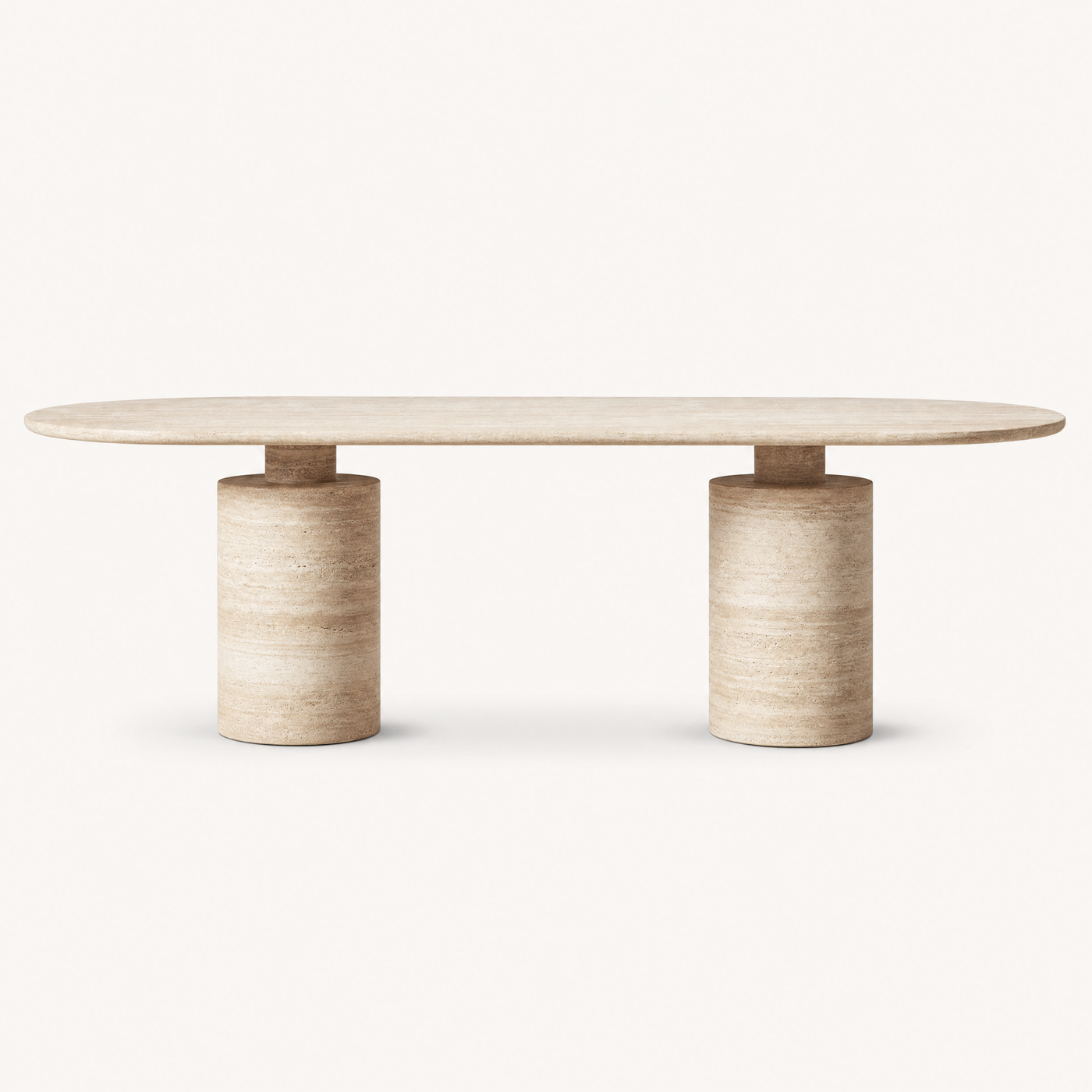Doric Oval Travertine Table