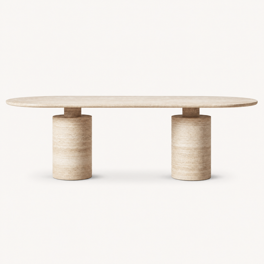 Doric Oval Travertine Table