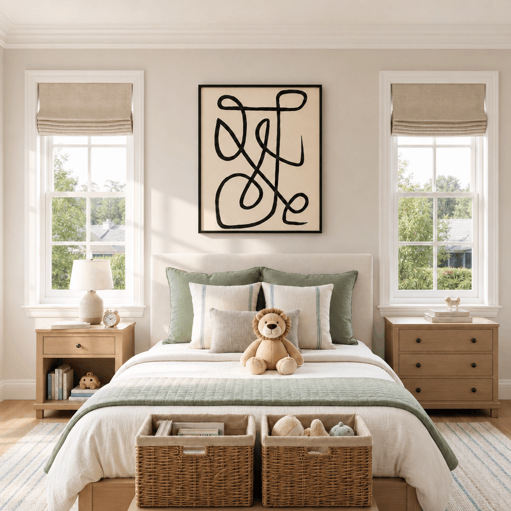 Continuous Line Wall Art in a finished interior.