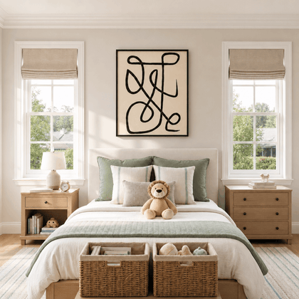 Continuous Line Wall Art — styled interior view 1