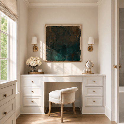 Deep Lagoon Wall Art — styled interior view 1