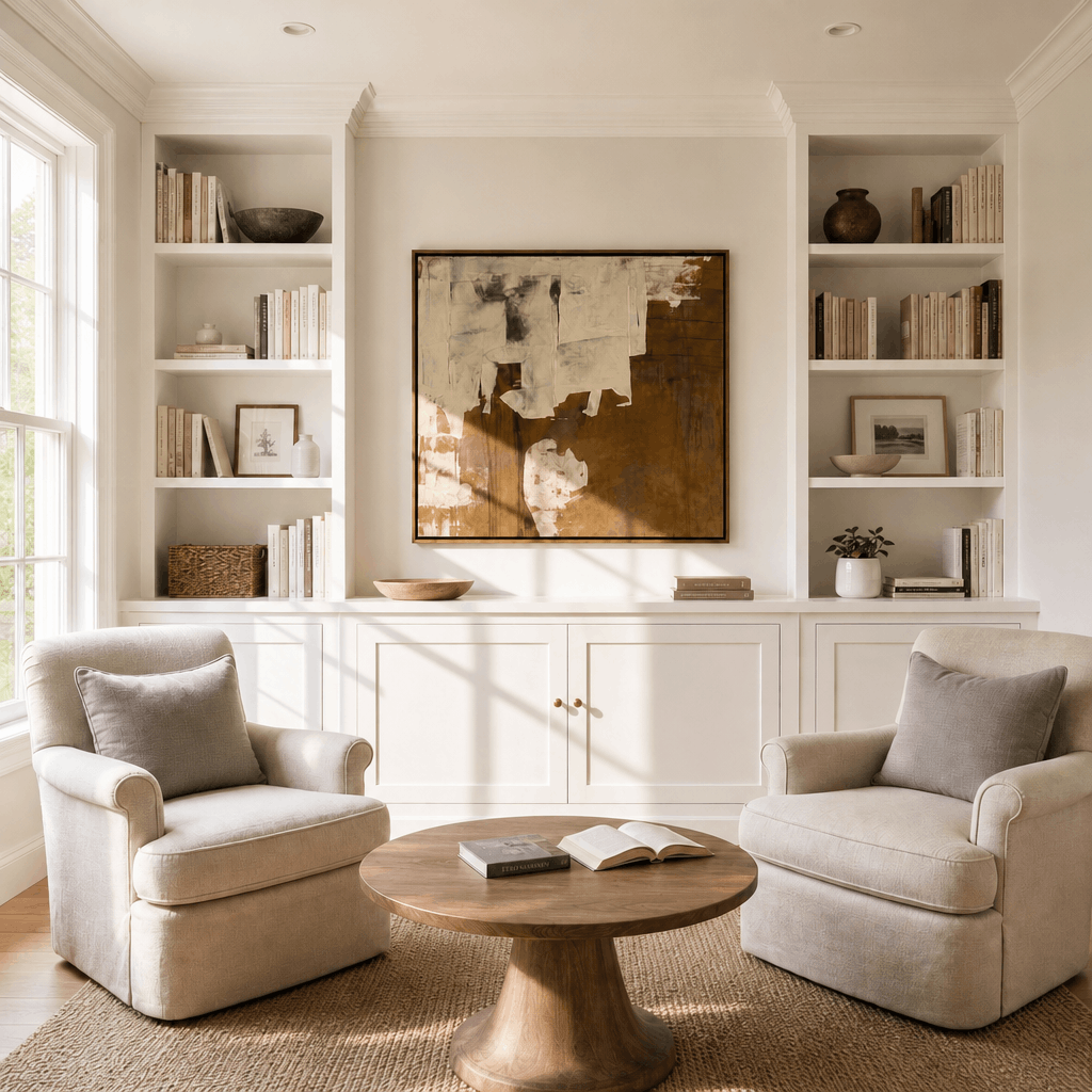 Earthen Collage Wall Art in a finished interior.