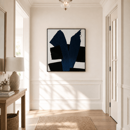 Indigo Form Wall Art — styled interior view 2