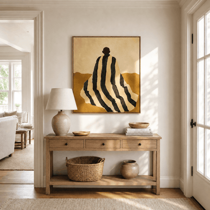 Striped Figure Wall Art — styled interior view 1