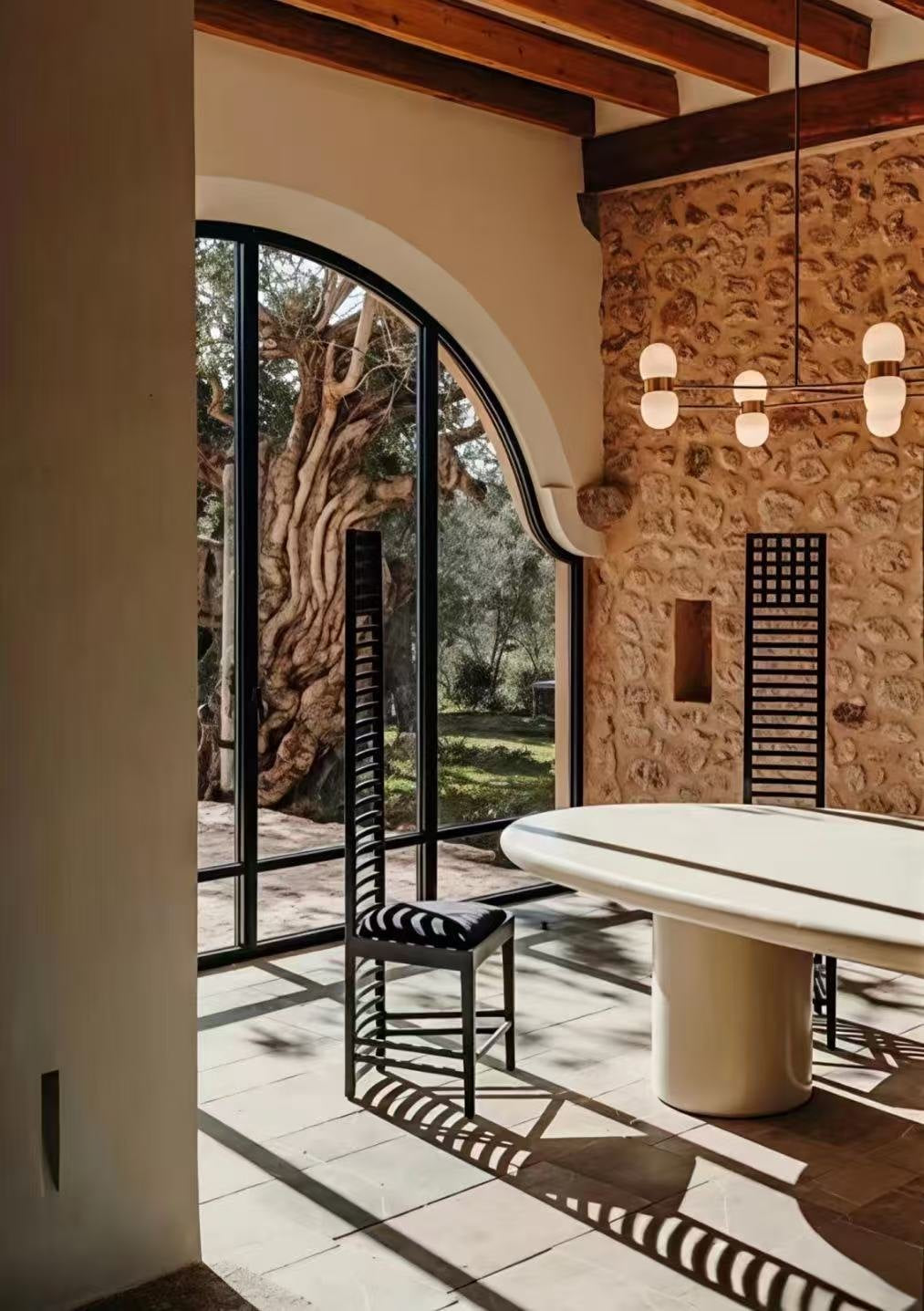 Indoor-outdoor living transition with warm light