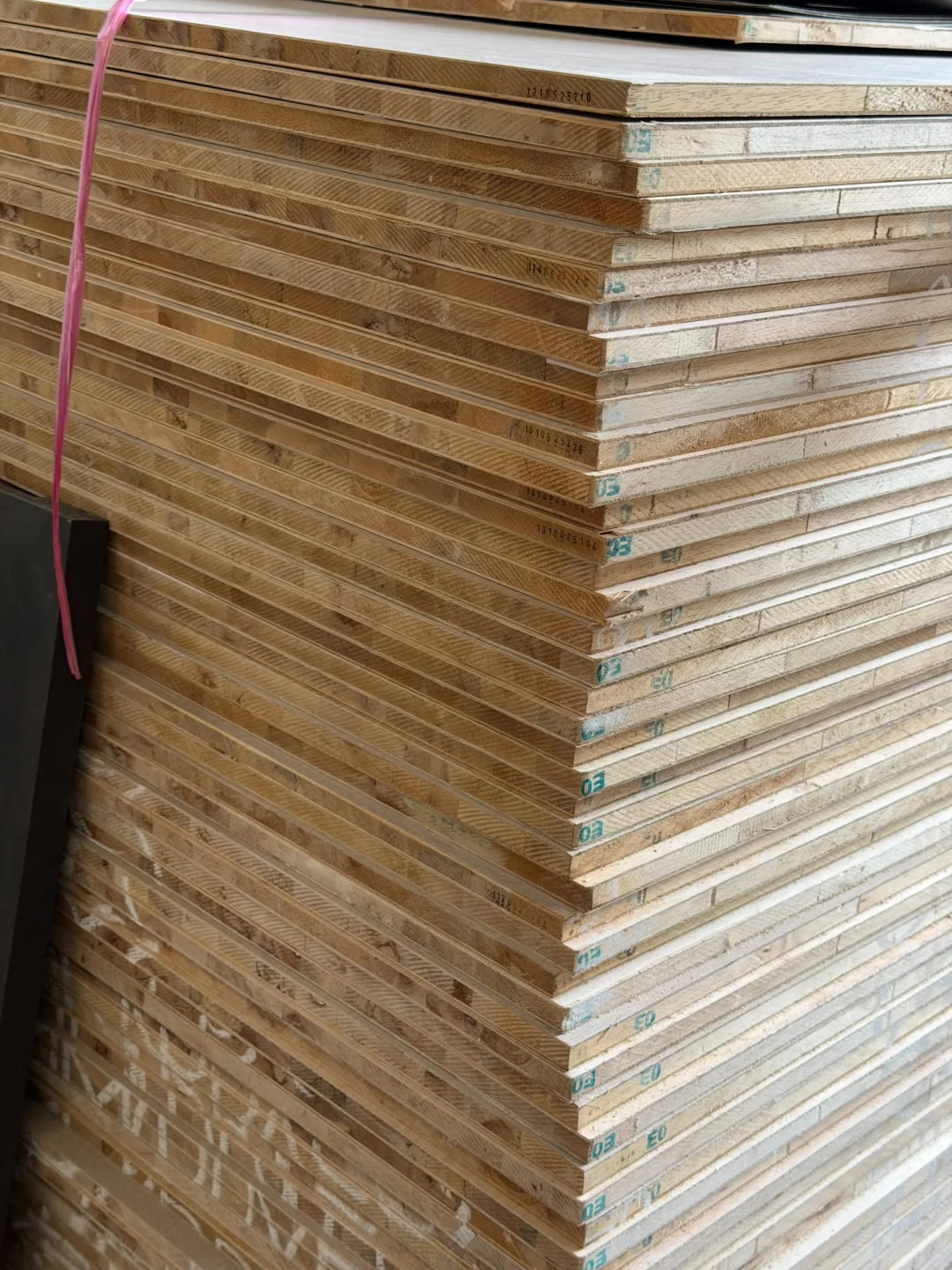 Stacked E0 plywood boards for custom cabinetry