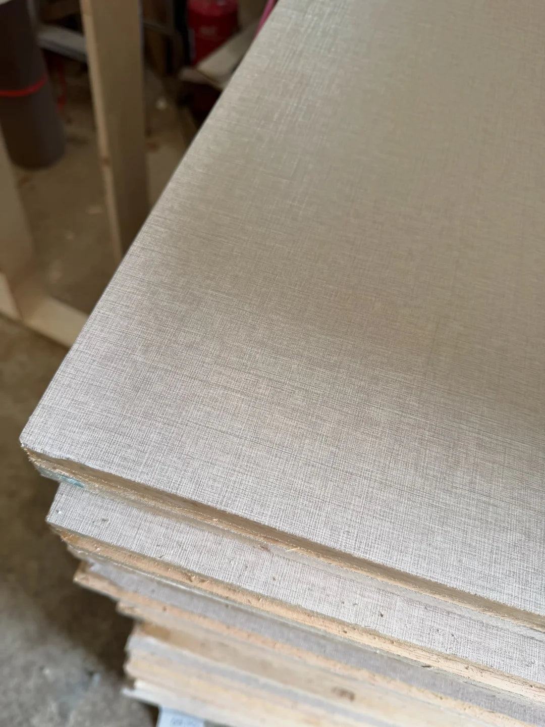 Textured plywood surface detail for cabinet material selection
