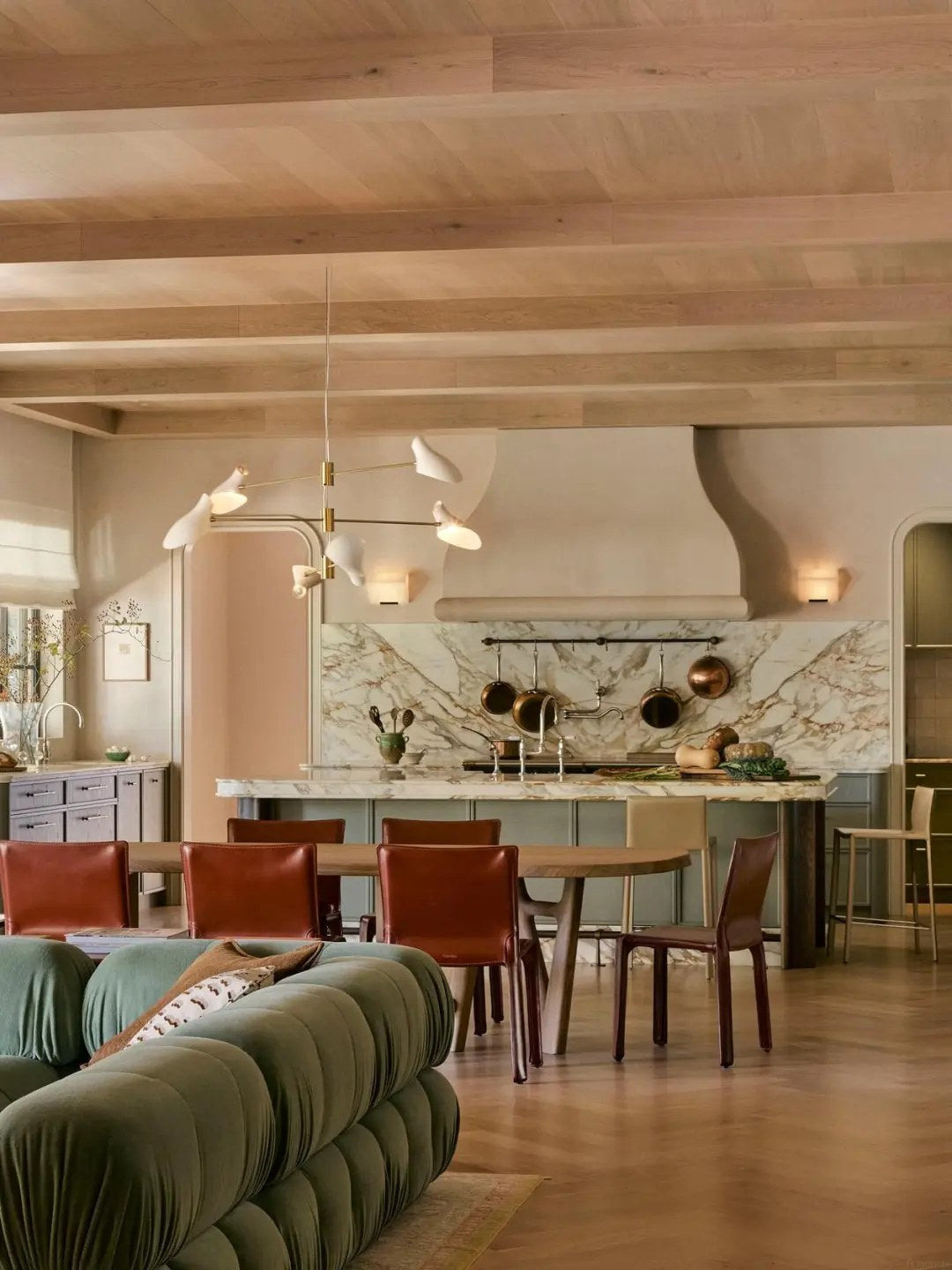 Connect cabinets to an open-plan living palette