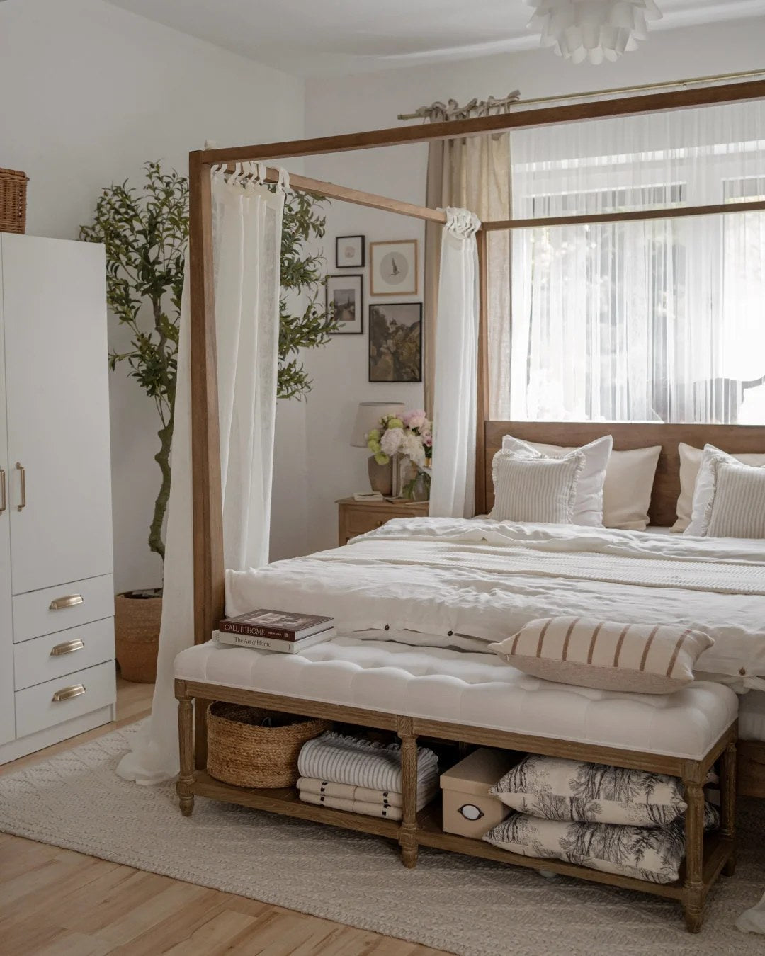 Choose a bed frame with visible storage below