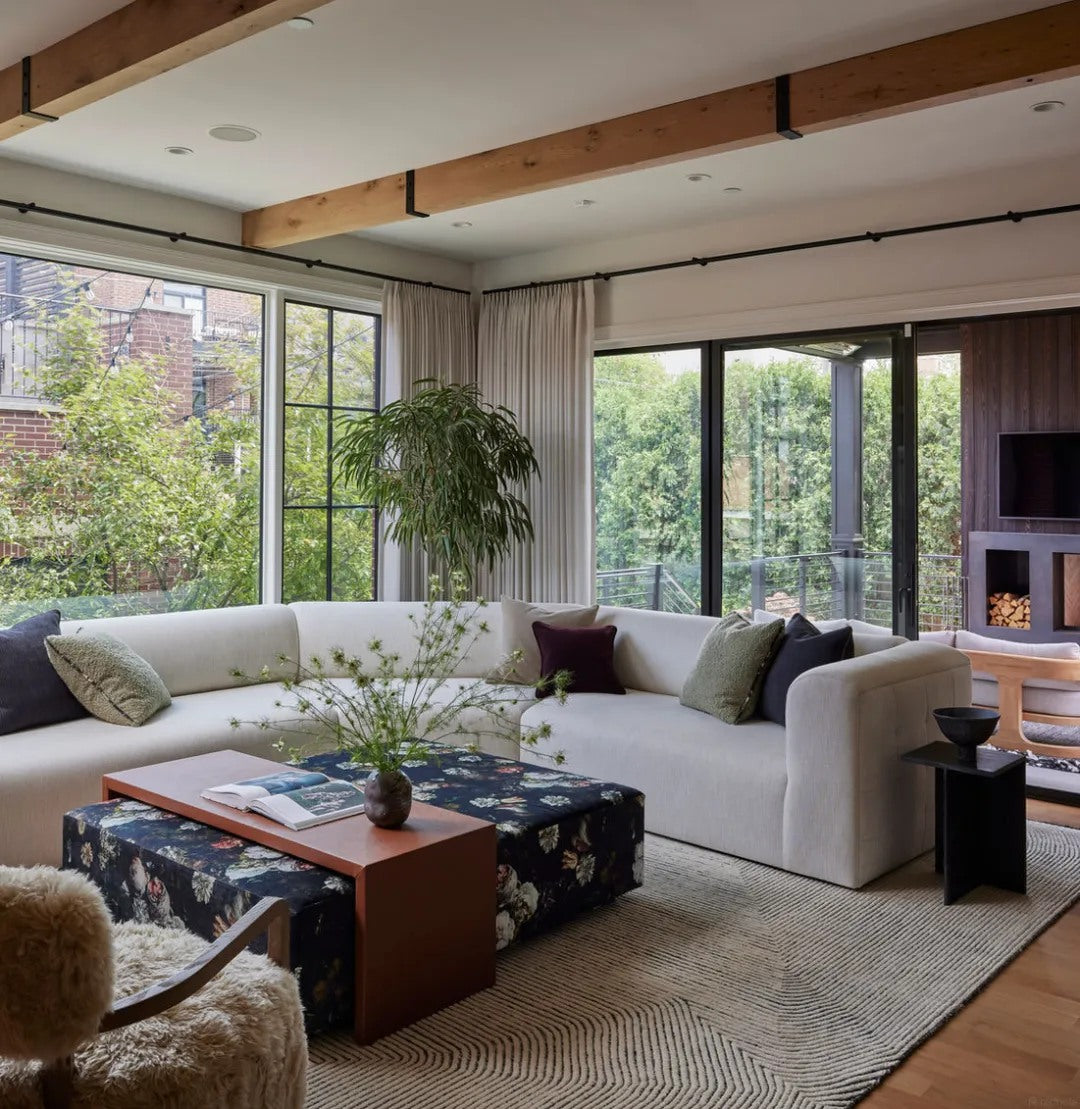 Low seating keeps the living area open to light and movement.