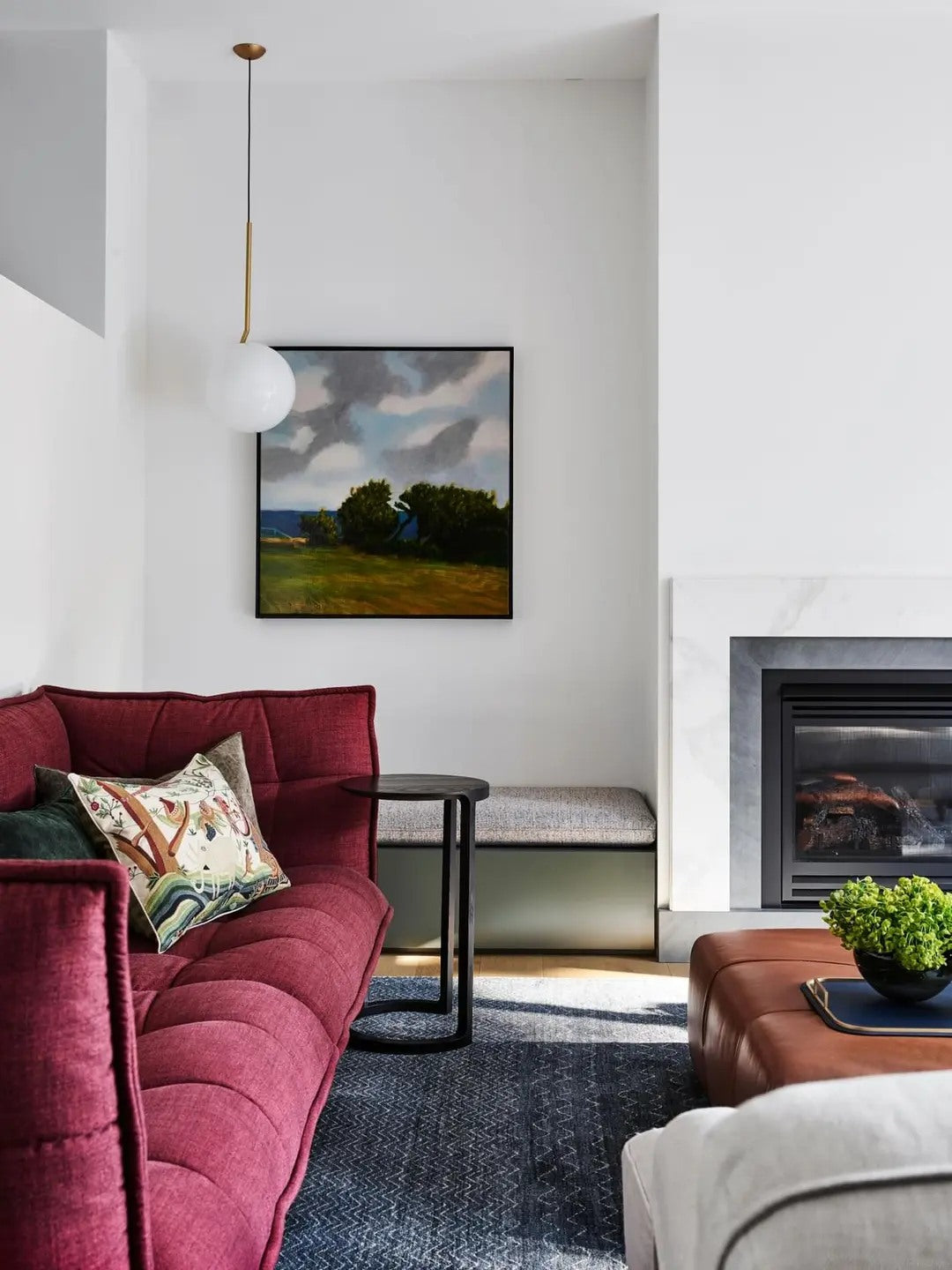 Color and pattern can read calm when the shapes stay simple.