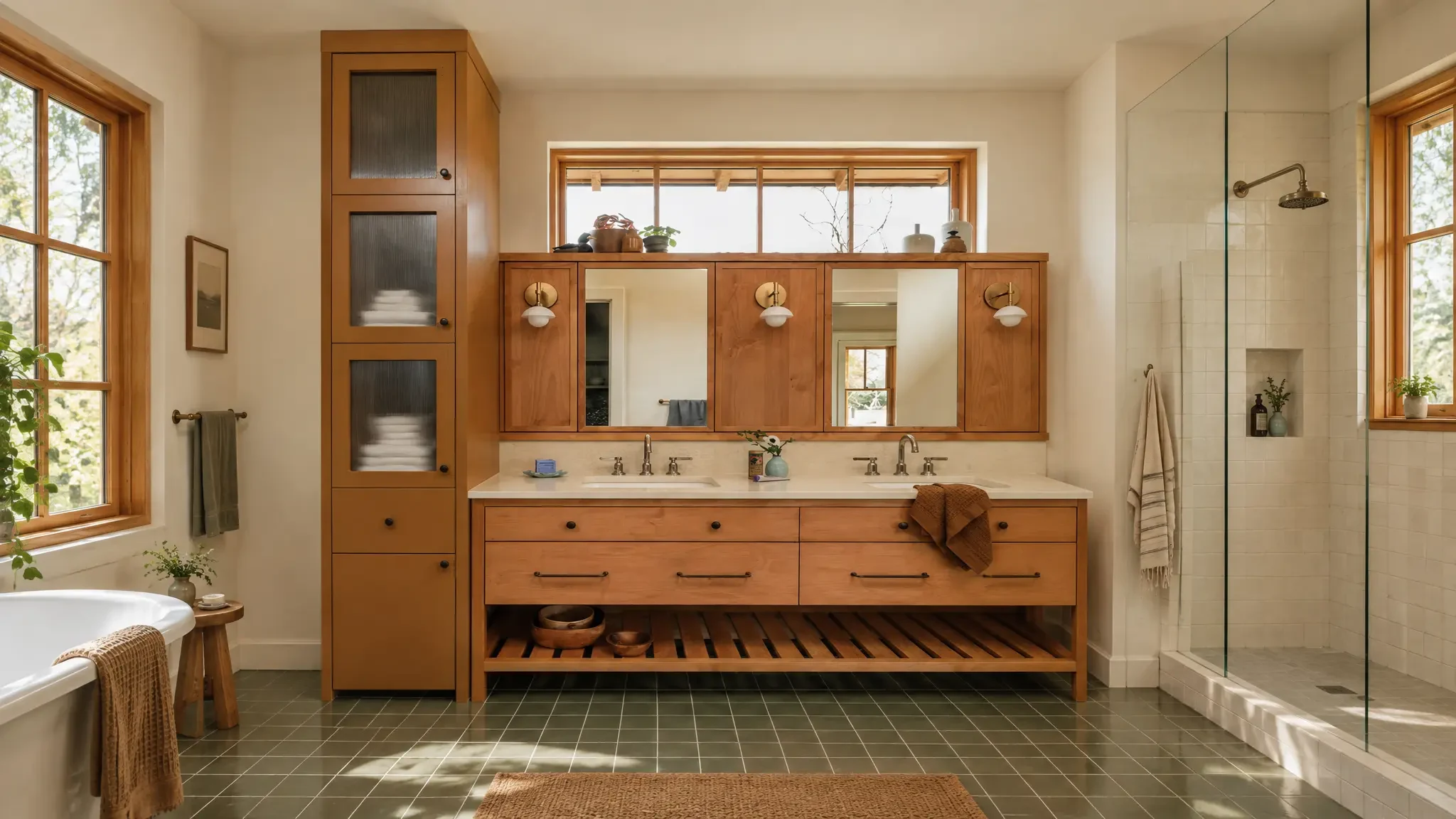 Warm natural bathroom design reference