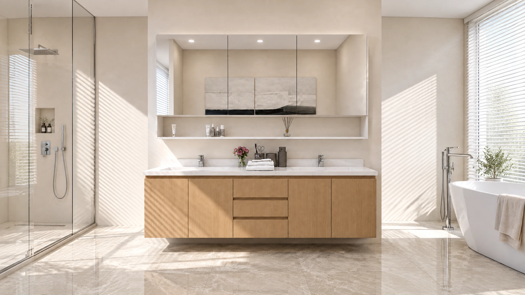Floating minimal bathroom design reference