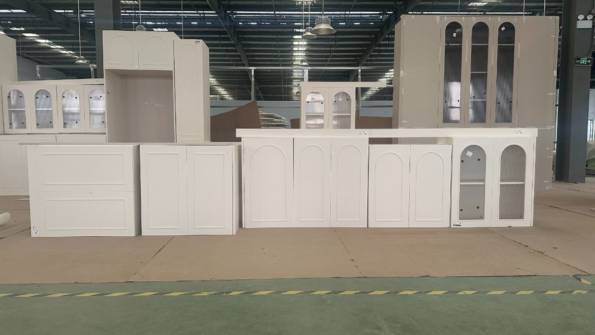 Complete run of cream door panels checked before packing