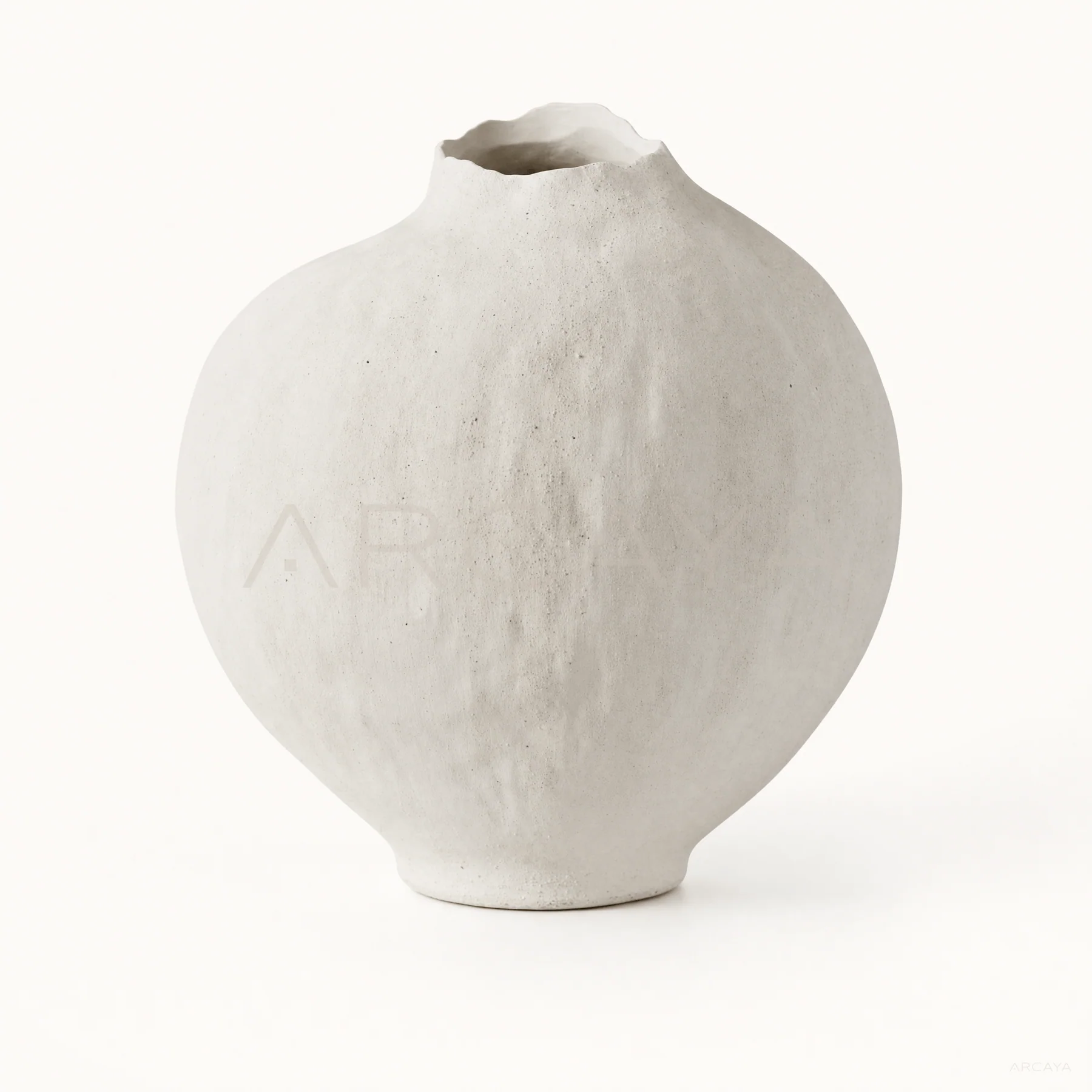 White Textured Ceramic Jar — product view