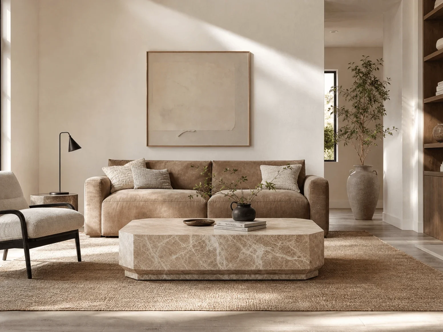 Stone Tables in a styled room