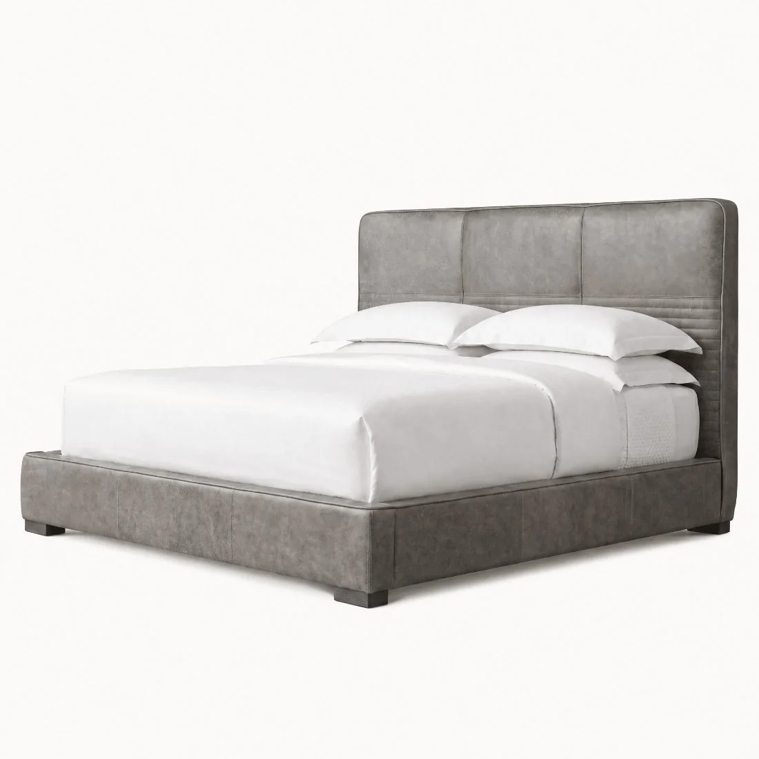 Premium Tufted Leather Platform Bed