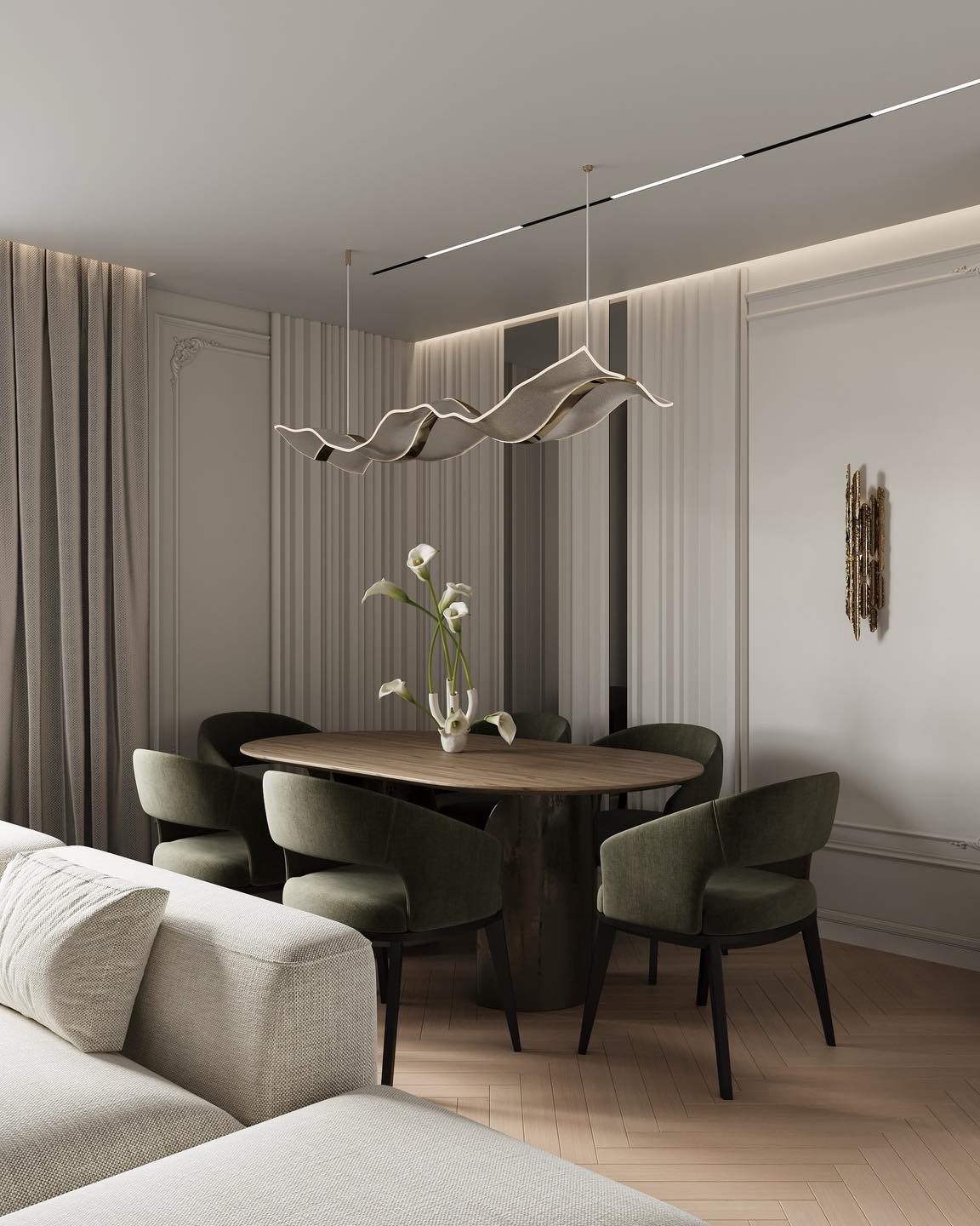 Make the Light Fixture Sculptural  contemporary dining room idea