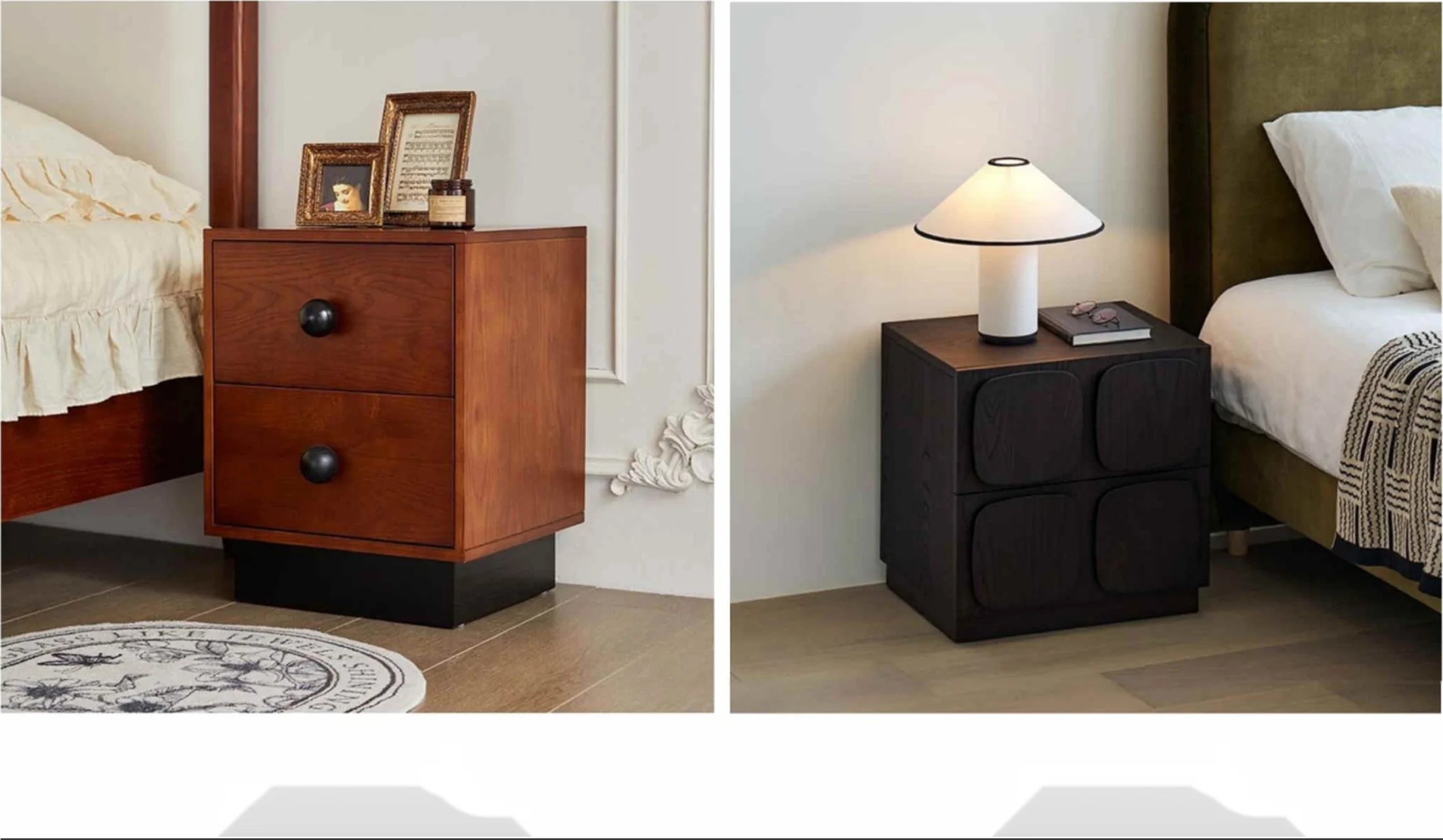 Atubi Nightstand ATKM08 in a finished interior.
