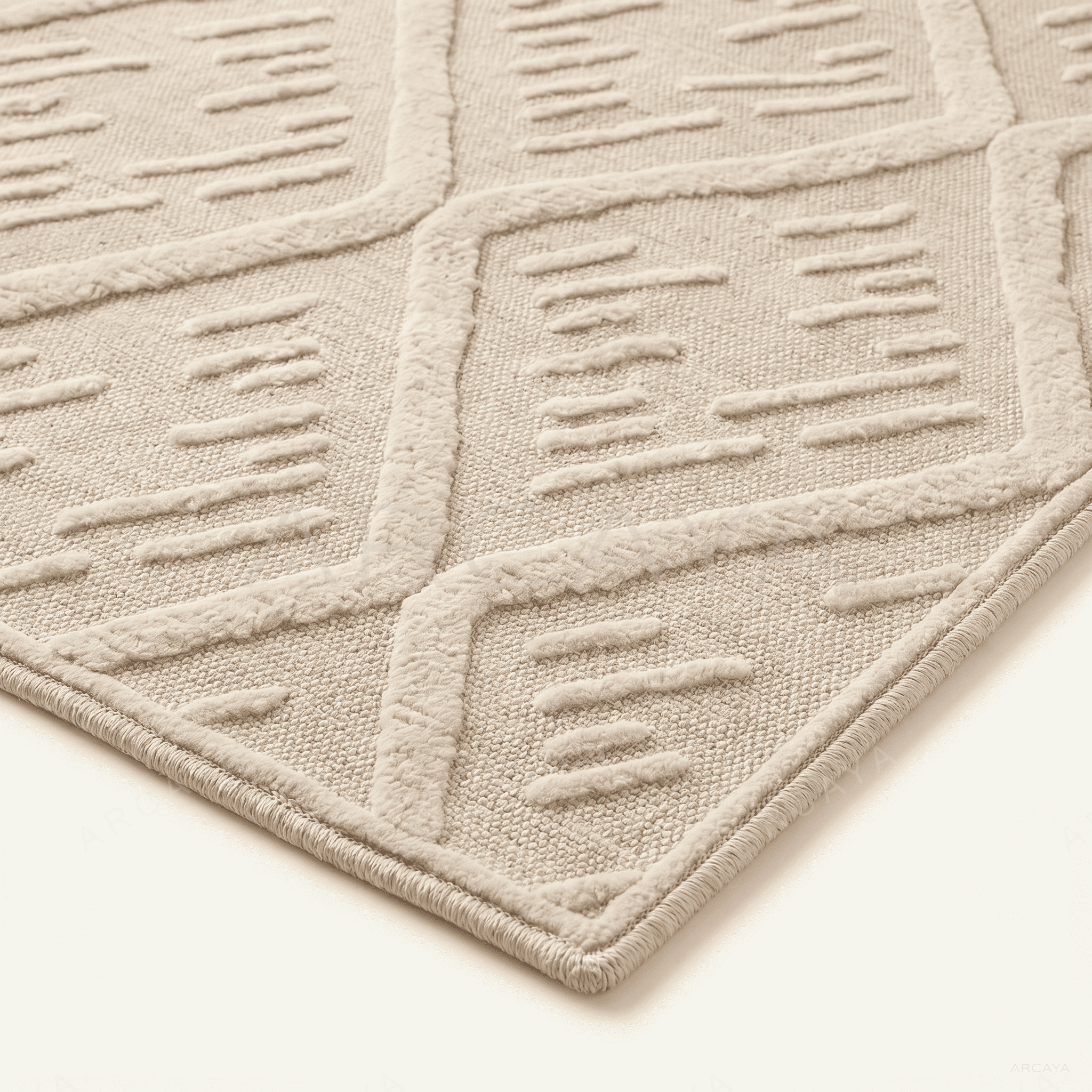 Embossed Diamond Pattern Neutral Tone Rug