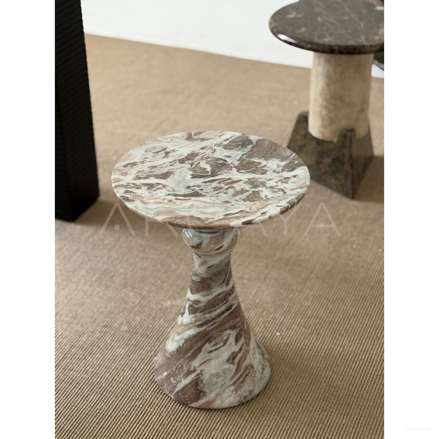 Natural Veined Marble Side Table