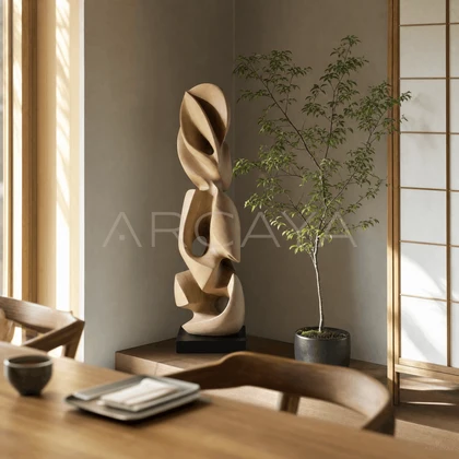 Light Wood Abstract Totem — styled interior view 2