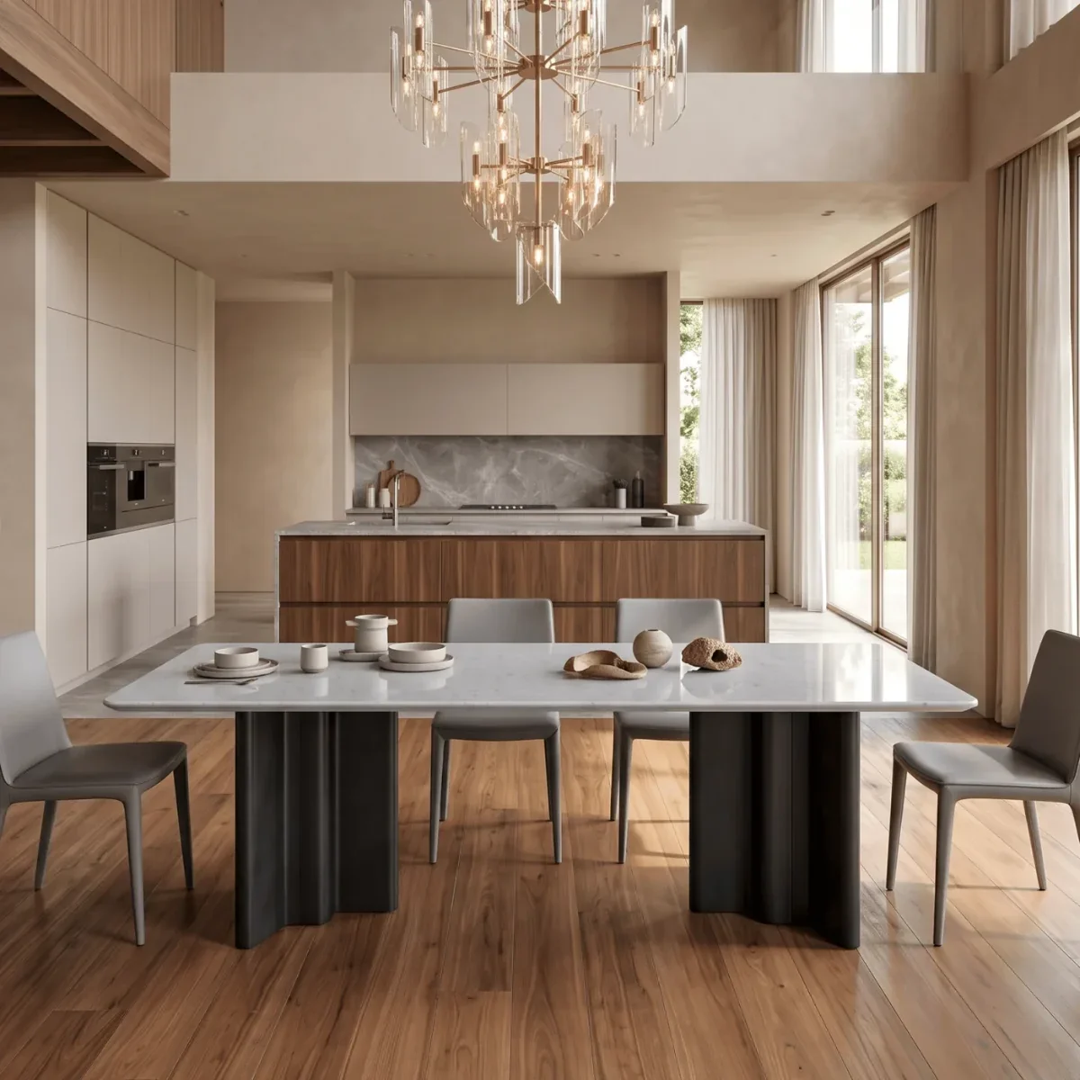 Stone Dining Tables in a styled room