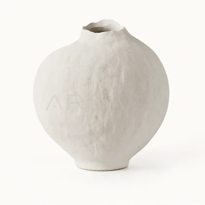 White Textured Ceramic Jar — product view
