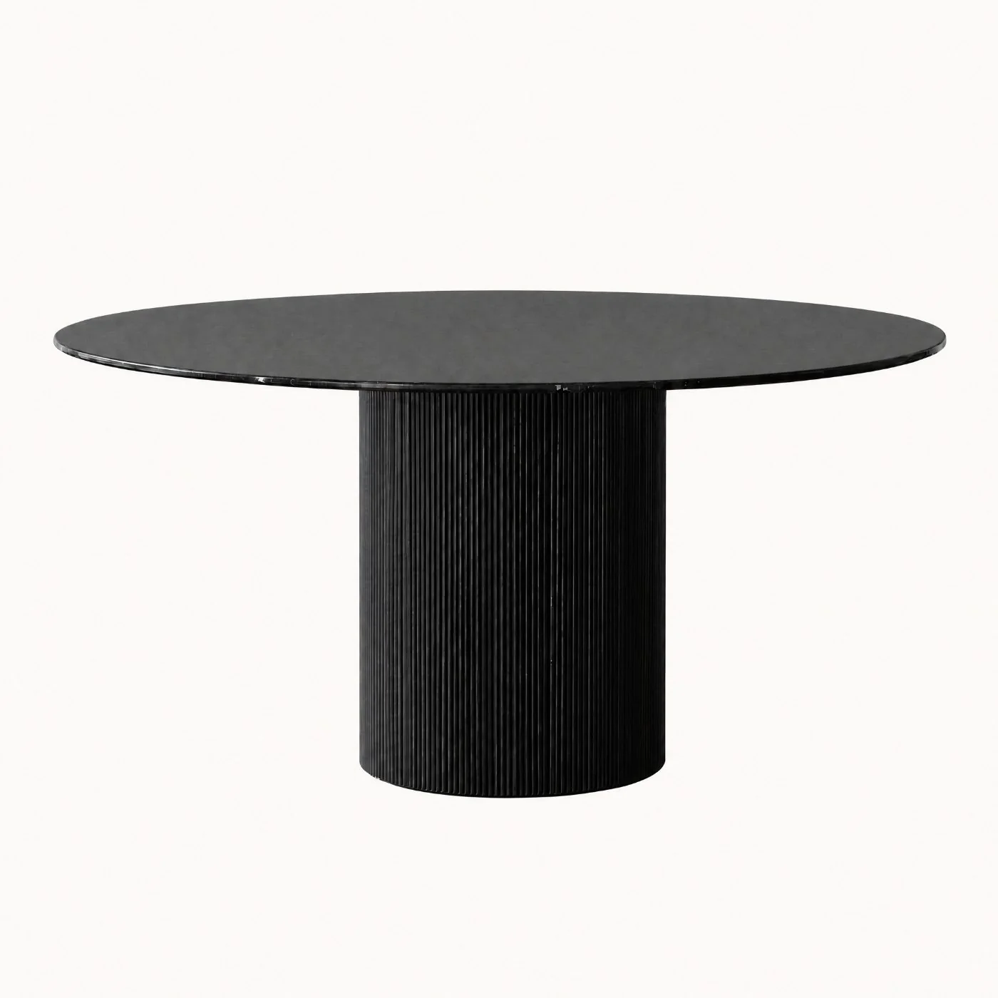 Round Stone Dining Table Fluted Pedestal Base