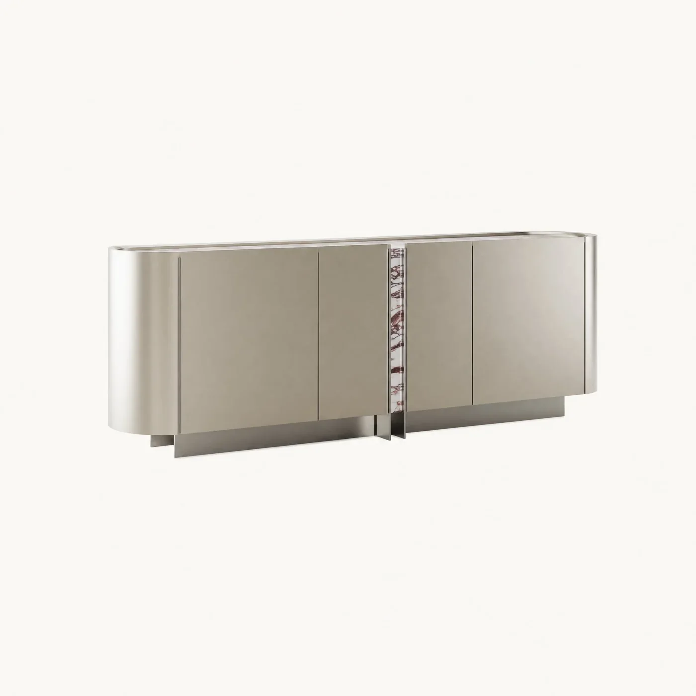 Curved Marble Inlay Credenza