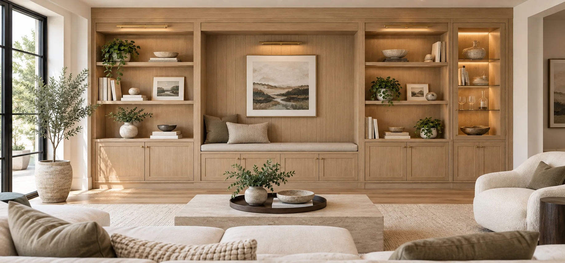Custom living room bookcases