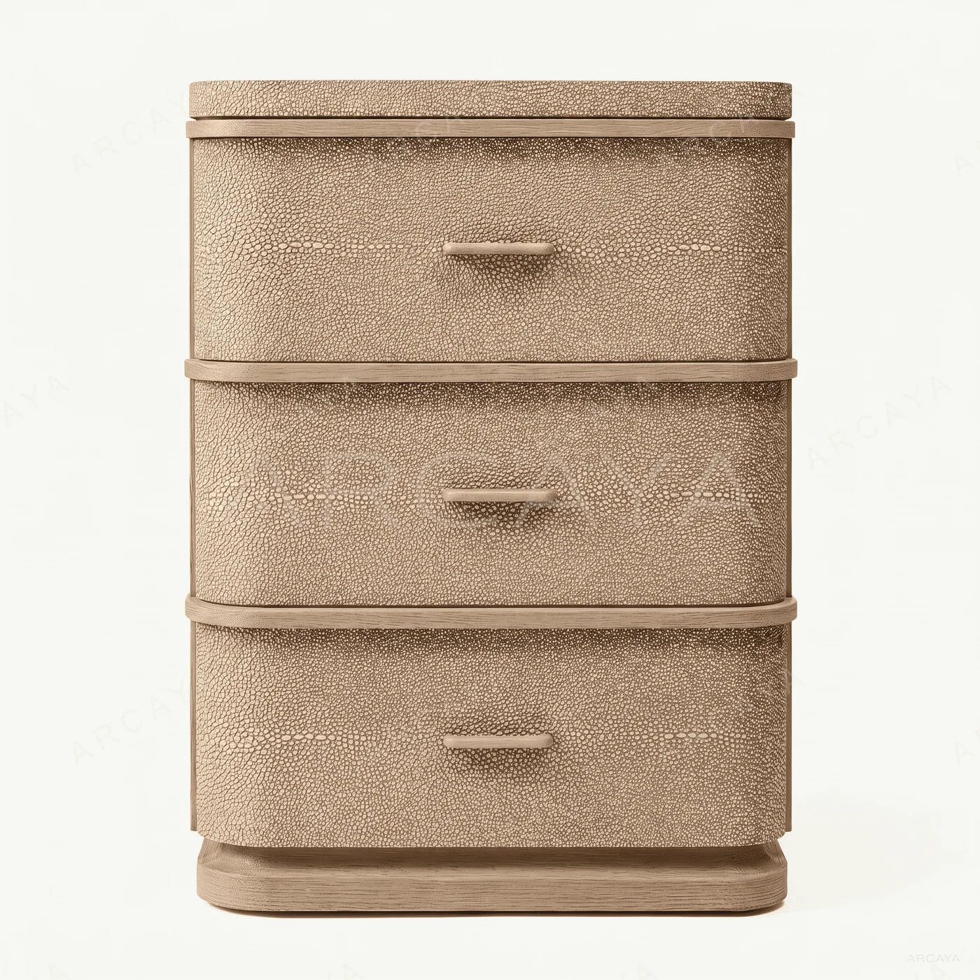 Shagreen-Effect Oak Three-Drawer Nightstand