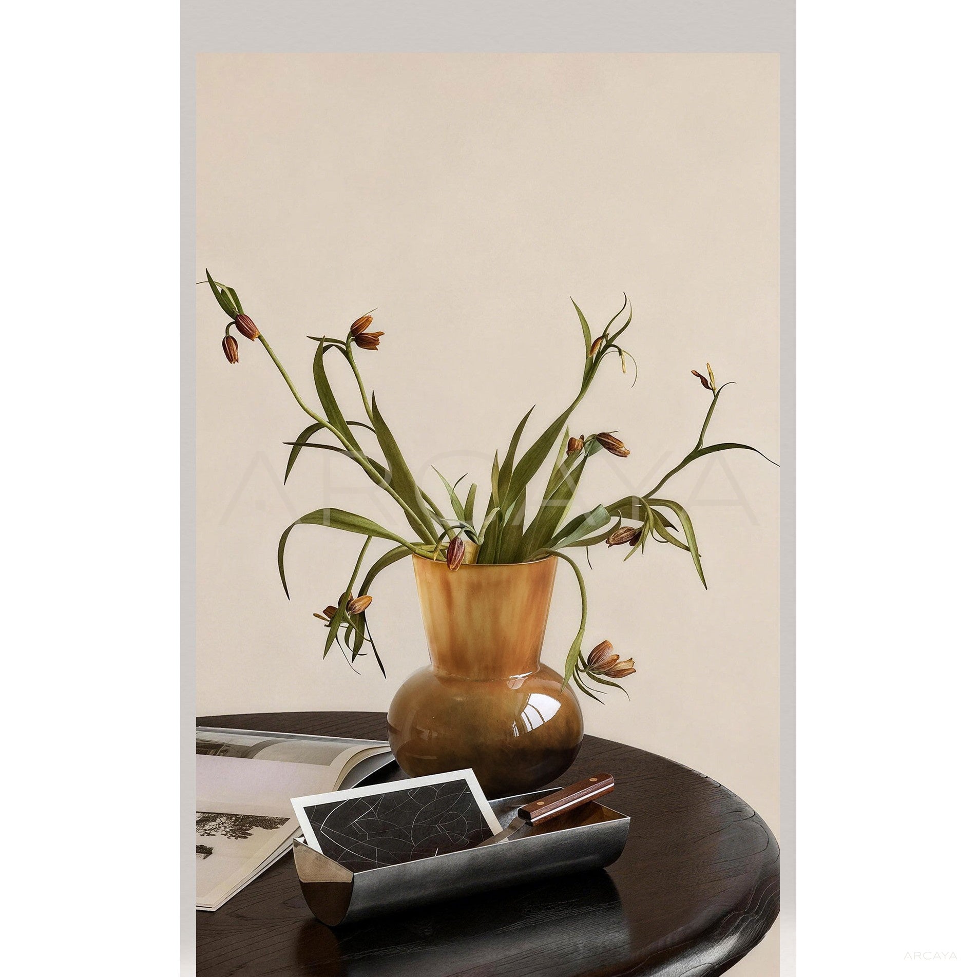 Mid Century Wide Mouth Glass Vase