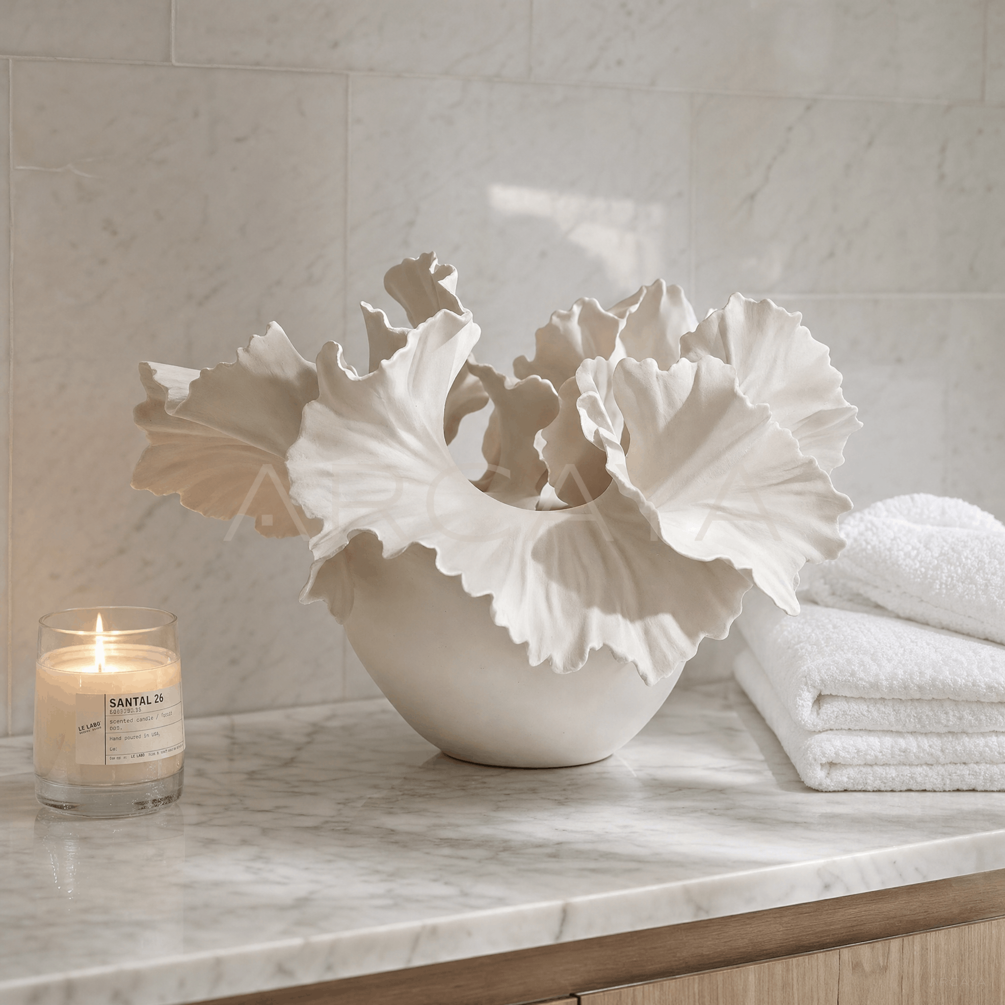 White Wavy Rim Vase